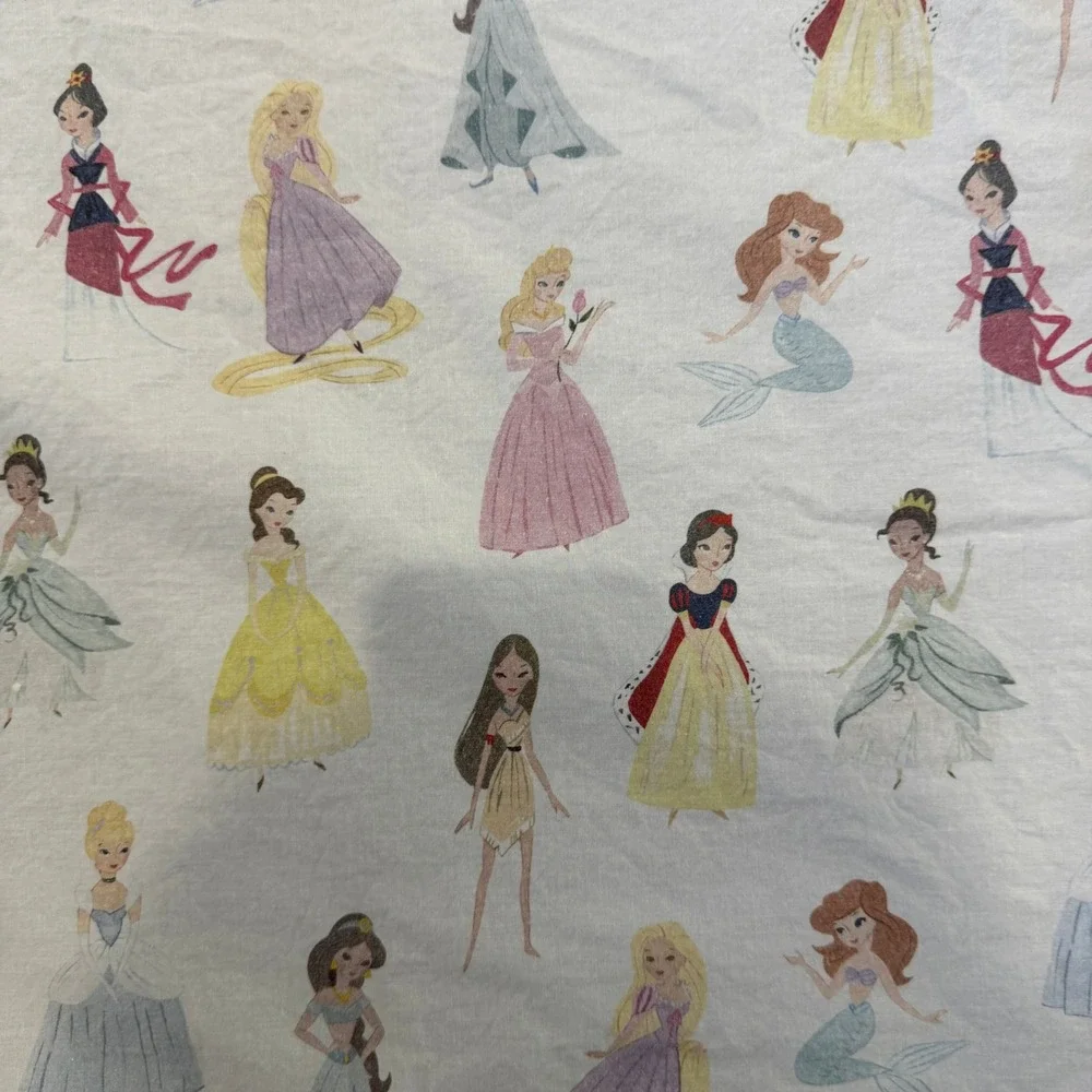 Pottery Barn Kids Twin Disney Princess Mary Blair Organic Cotton Sheet Set White